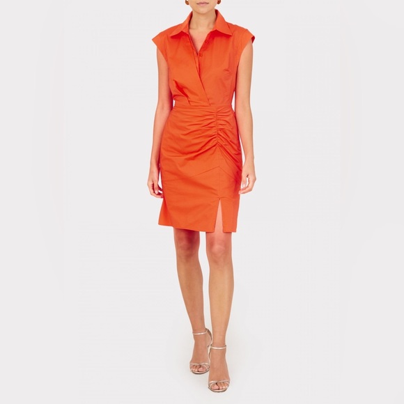 Milly Juni Camellia Floral Poplin Dress in Coral Multi